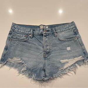 We The Free Light Blue Distressed Jean Shorts